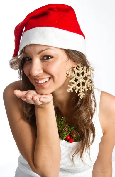 Glad jul kvinna — Stockfoto