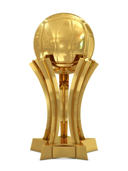 Золотой приз за волейбол с мячом и звездами — стоковое фото