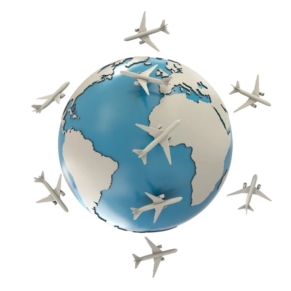 Earth and airplanes — Stock Photo, Image