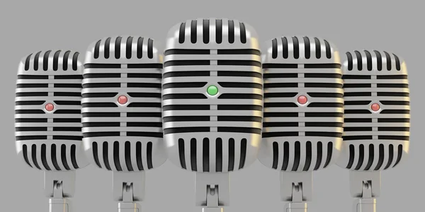 Skupina mikrofonů — Stock fotografie