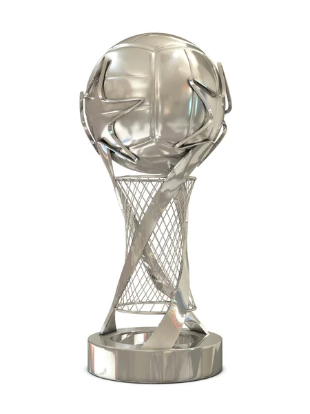 Stříbrný volejbal trofej s míčem a hvězdy — Stock fotografie