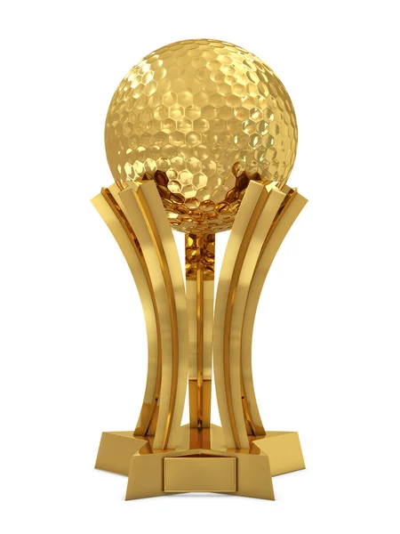 Золотой приз за гольф с мячом и звездами — стоковое фото