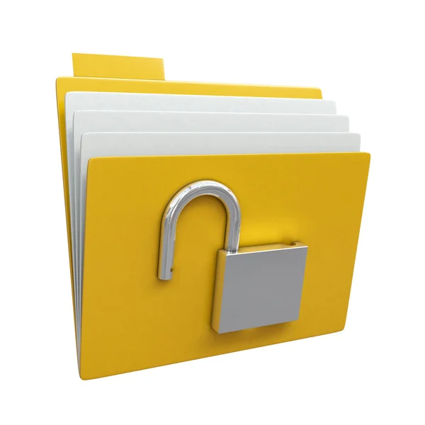 Folder with opened padlock — Stok fotoğraf