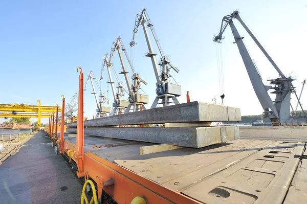 Steel sheet cargo on railway — Stock Photo, Image