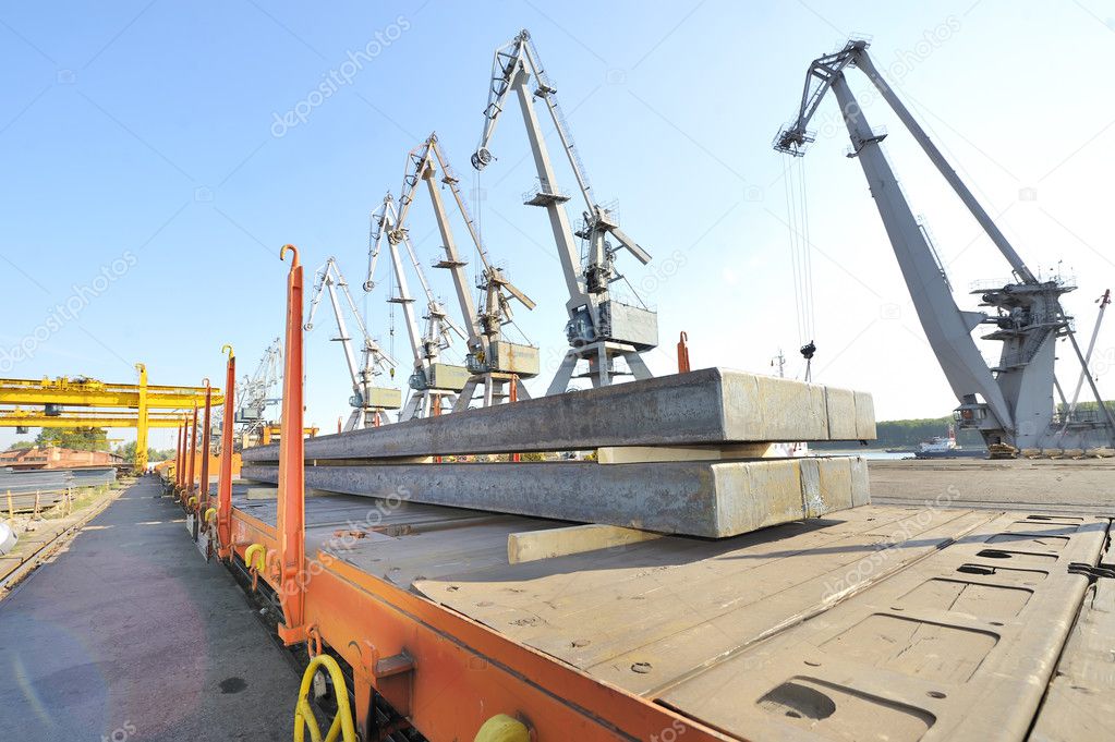 Steel sheet cargo on railway
