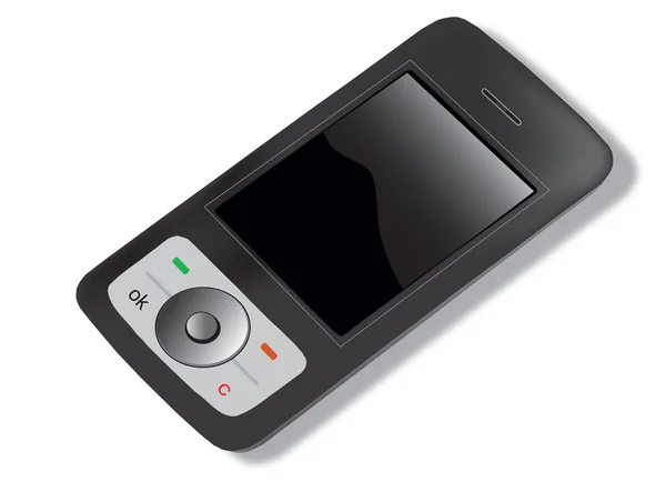 Téléphone portable vectoriel noir sur un blanc — Image vectorielle