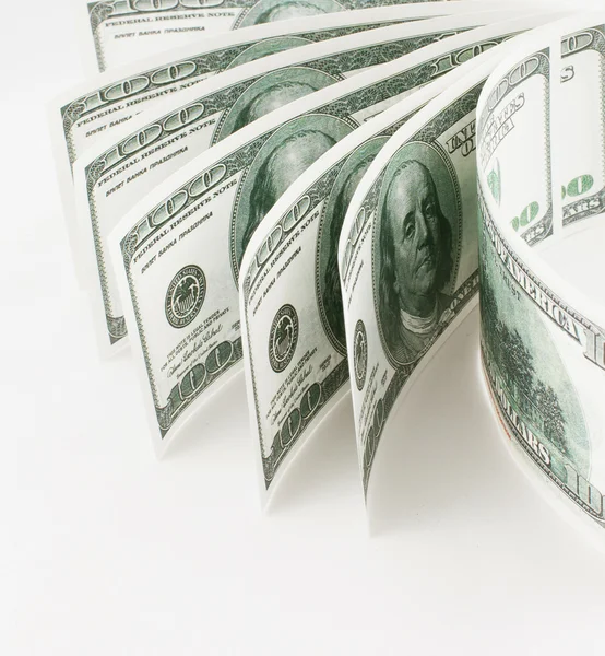 Dólares foto close-up em um branco — Fotografia de Stock
