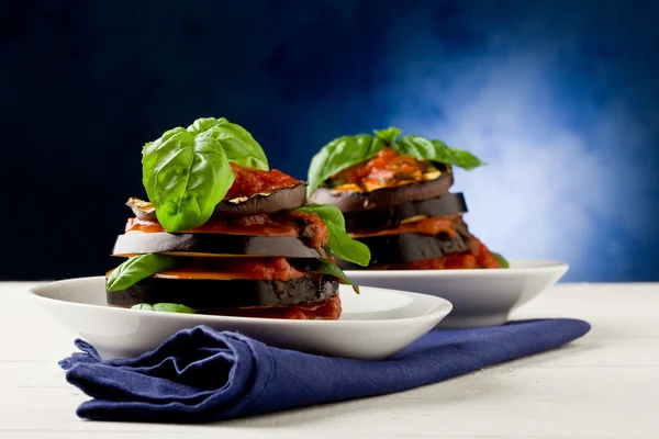 Aubergines with tomato sauce - Parmigiana — Stock Photo, Image