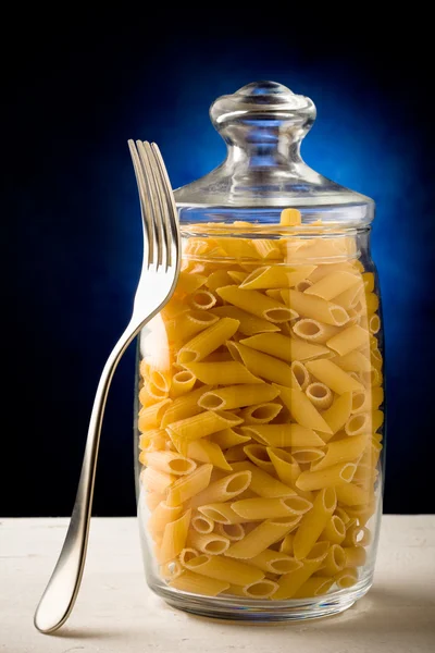 Glass bowl with pasta — Stock Photo, Image