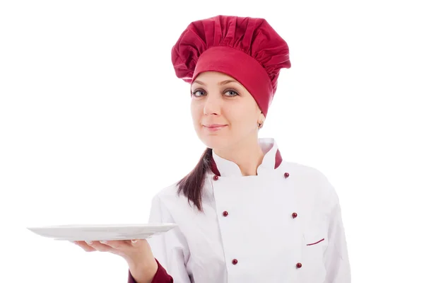 Chef presenting her dish — Stock Photo, Image