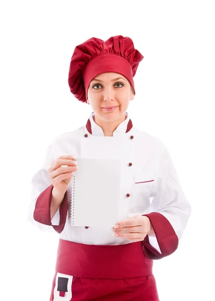 Chef presenting new menu — Stock Photo, Image