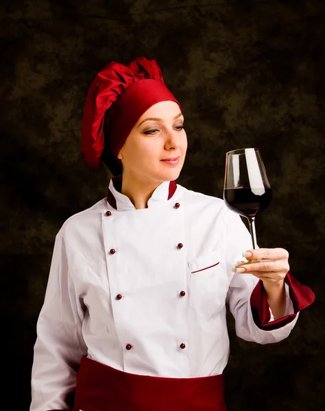 Chef Somelier com vinho — Fotografia de Stock