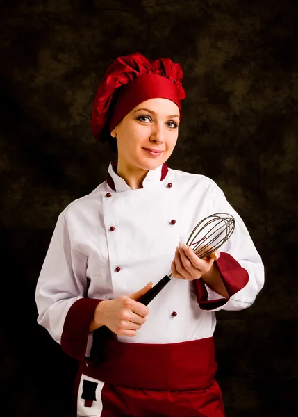 Chef with whip — Stock Photo, Image