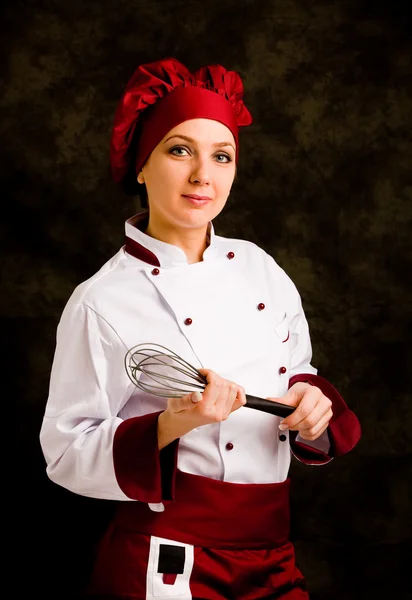 Chef with whip — Stock Photo, Image