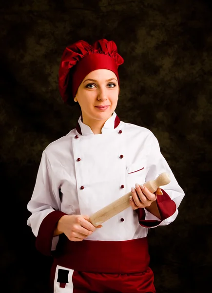 Chef with rolling pin — Stock Photo, Image