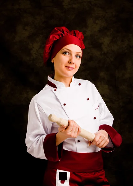 Chef with rolling pin — Stock Photo, Image