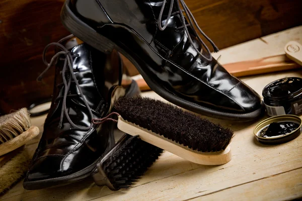 Ferramentas de polimento de sapatos — Fotografia de Stock