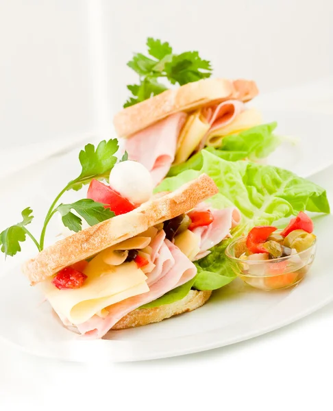 Toast with cheese and ham — Stock Photo, Image