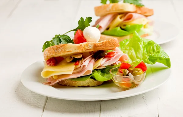 Toast with cheese and ham — Stock Photo, Image