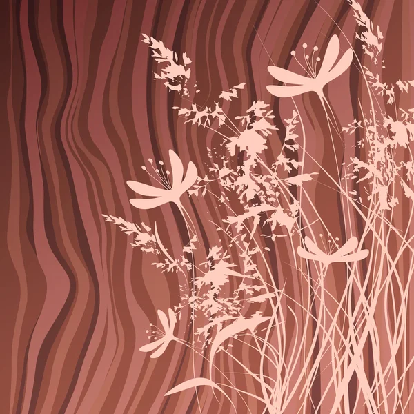 ウッドの背景の花. — ストックベクタ