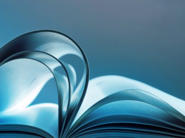 Open book on blue background clipart