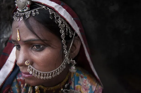 Προσωπογραφία γυναίκας rajasthani Ινδία — Φωτογραφία Αρχείου