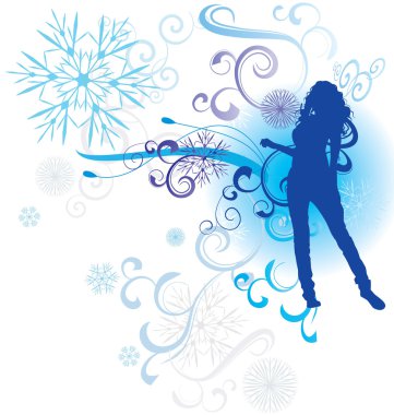 Winter abstract woman silhouette vector illustration clipart