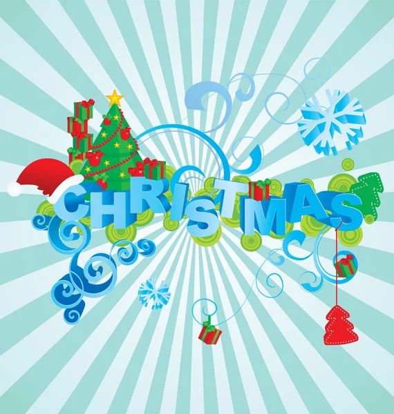 Texte 3D de Noël dans un style vintage — Image vectorielle