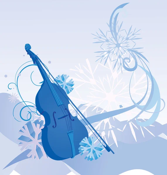Retro violino inverno ilustração — Vetor de Stock