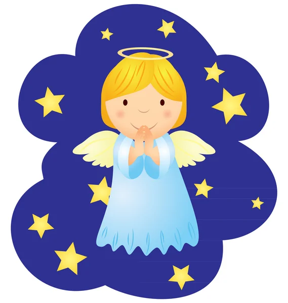 Vector christmas angel in the night sky — Stock Vector