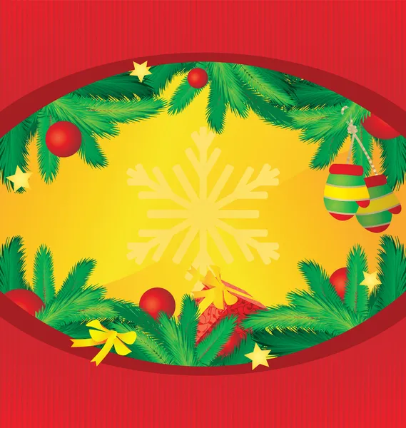 Noel ağacı dekoru ile daire vektör çerçeve — Stok Vektör