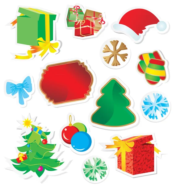 Set vettoriale di adesivi natalizi di colore — Vettoriale Stock