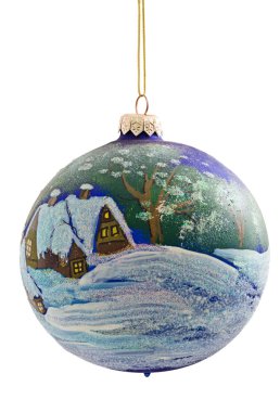 Noel baubles ile üzerine beyaz izole şerit