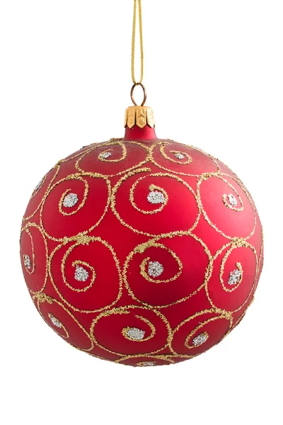 Bola de Navidad con cinta aislada en blanco —  Fotos de Stock