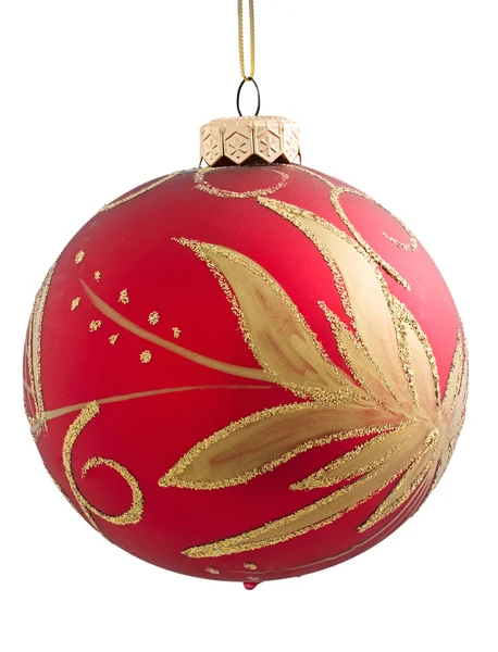 Bola de Navidad con cinta aislada en blanco —  Fotos de Stock