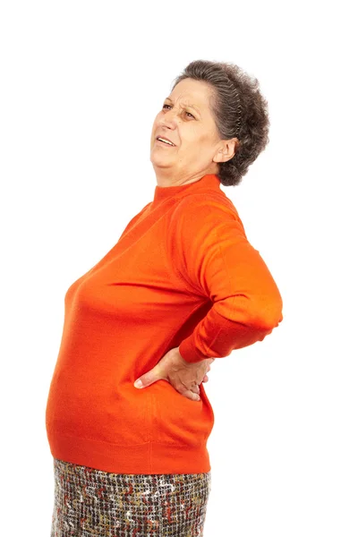 Mulher idosa com dor nas costas — Fotografia de Stock