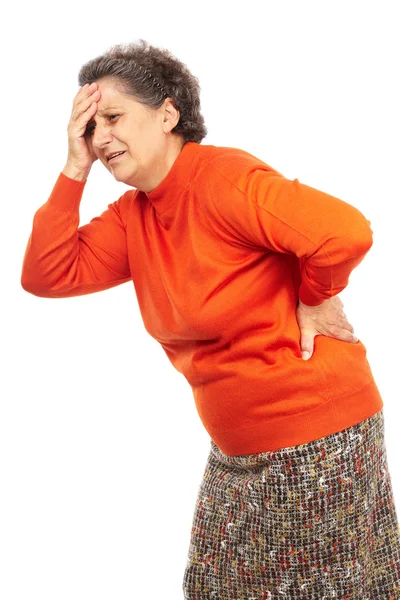 Seniorin mit Rückenschmerzen — Stockfoto