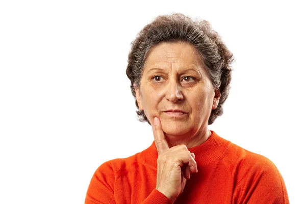 Sad senior woman in thoughts — Stock Photo, Image