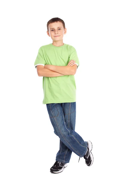 Jongen in groene t-shirt — Stockfoto
