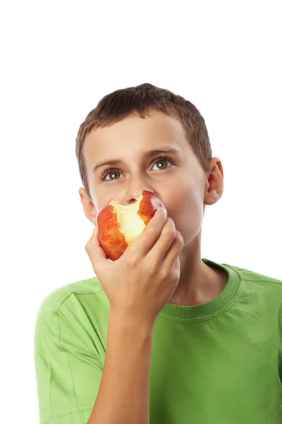 Παιδί με ένα κόκκινο μήλο — Φωτογραφία Αρχείου