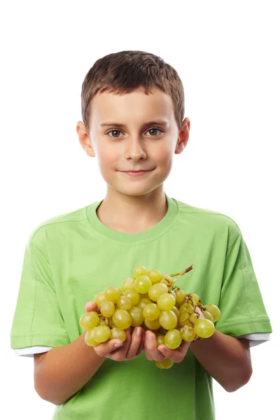 Junge mit Trauben — Stockfoto