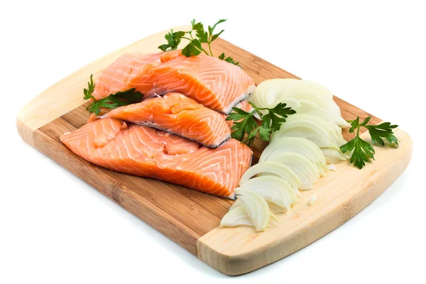 Filetes de salmão vermelho com condimentos — Fotografia de Stock