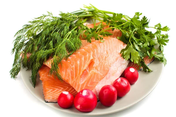 Filete de salmón rojo con hierbas —  Fotos de Stock