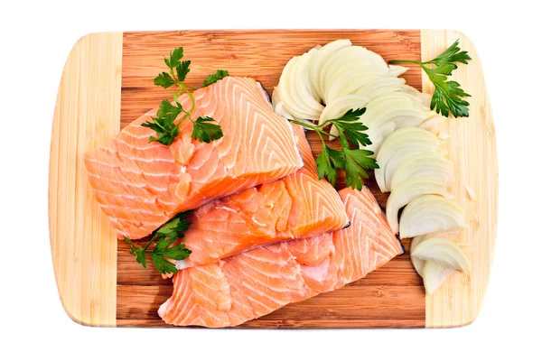 Filetes de salmón rojo con condimentos —  Fotos de Stock