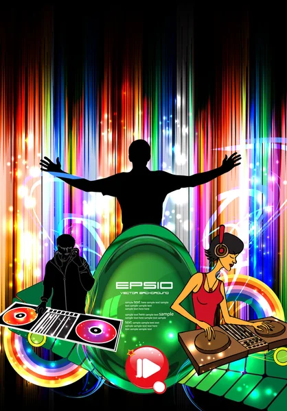 Party event illustration with dj — Stock Vector