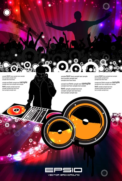 Векторная иллюстрация музыкального события с DJ — стоковый вектор
