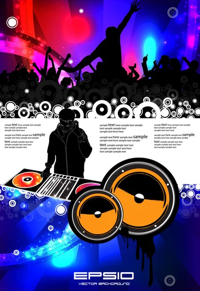 Векторная иллюстрация музыкального события с DJ — стоковый вектор