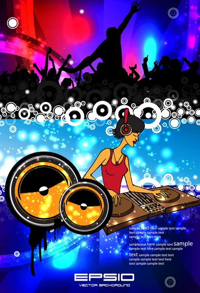 Vector illustration music event with DJ — Stock Vector