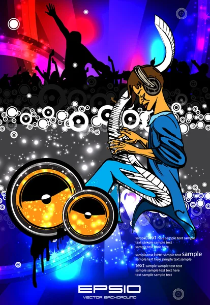 Vector illustration music event with DJ — Stock Vector