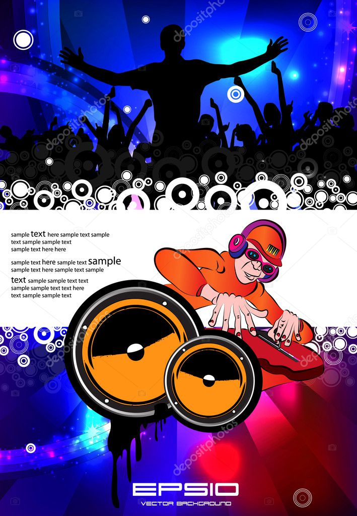 Vector illustration music event with DJ